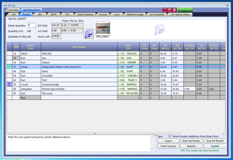 Routing » Realtrac Shop Management Software - ERP Software